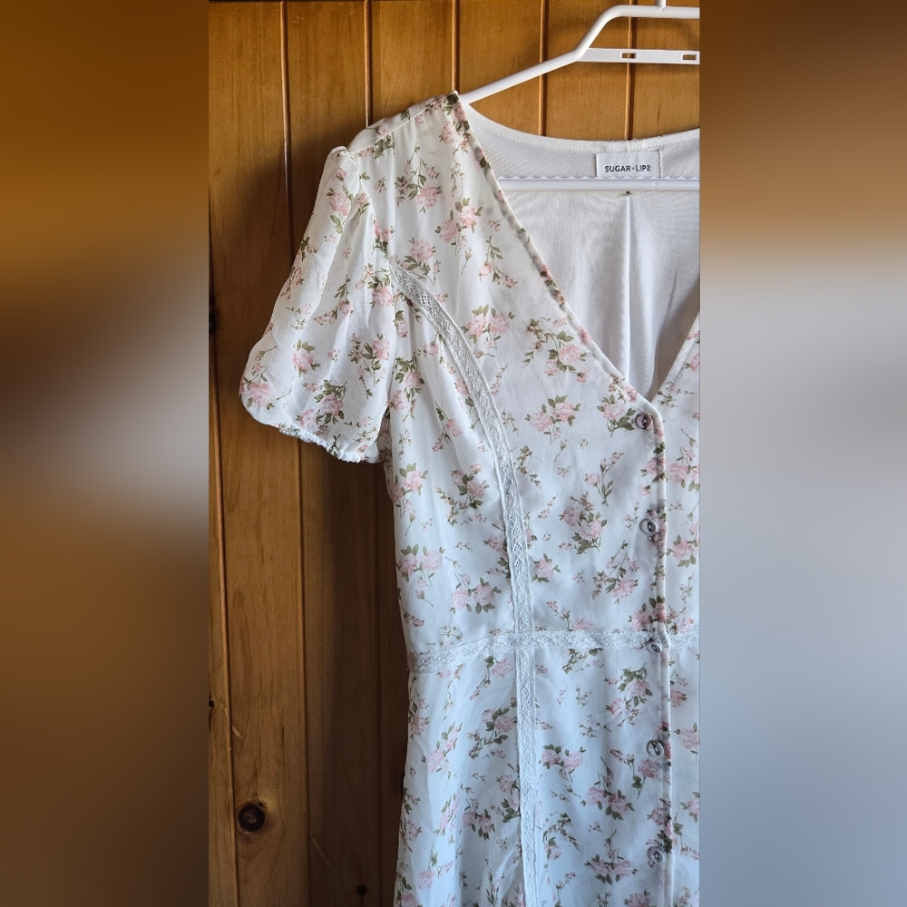 SUGAR LIPS Women's Dream in Color Floral Print Button Up Mini Dress